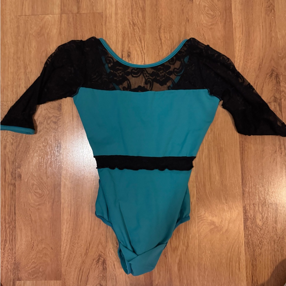 Capezio Teal and Black Lace Leotard